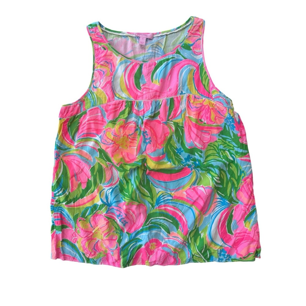 Lilly Pulitzer Tank Top So A Peeling Flutter Womens‎ M Sleeveless Tropical Beach